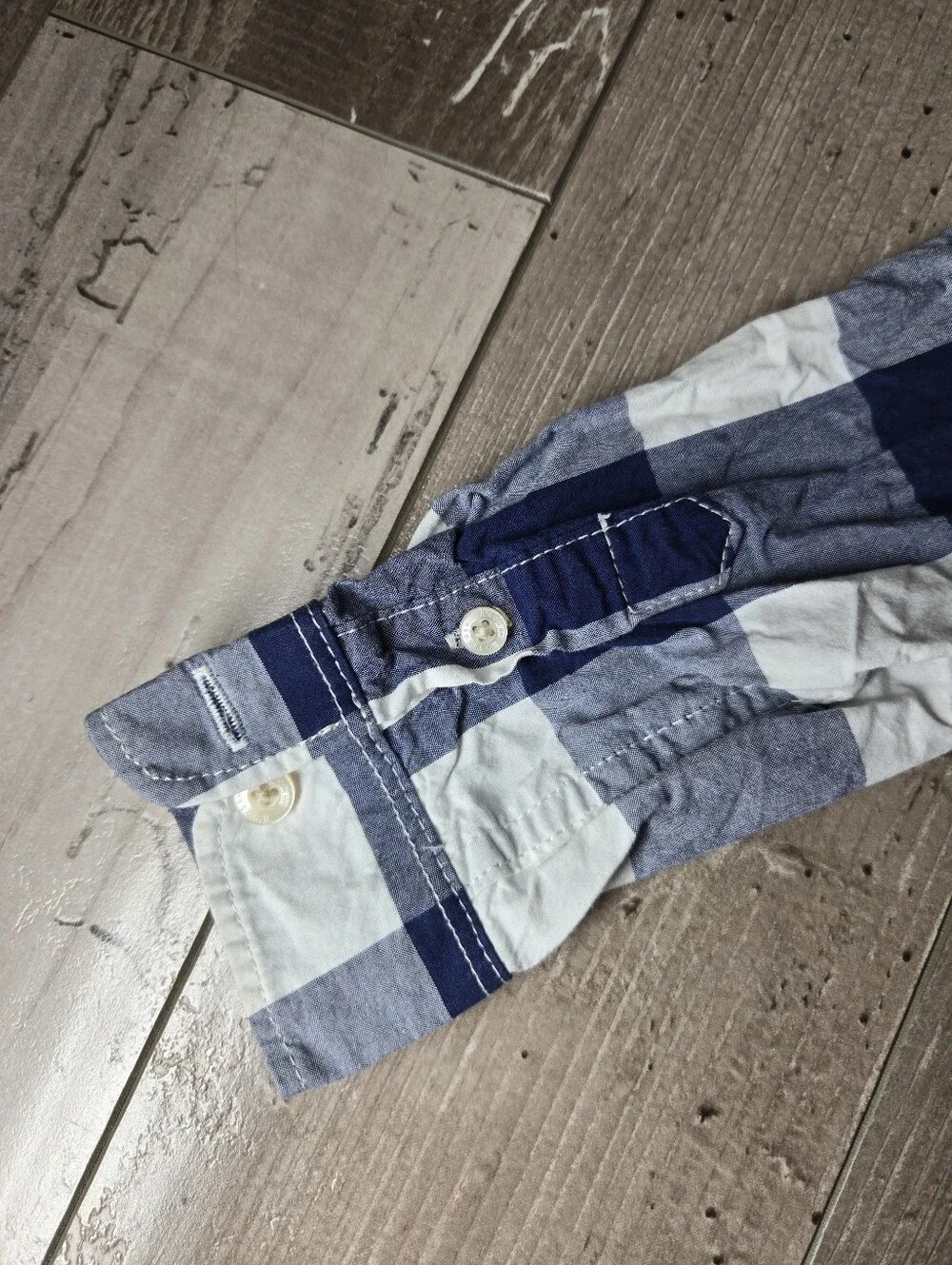 OshKosh B’gosh Boys Blue Buffalo Check Button-Up Shirt – Size 3T